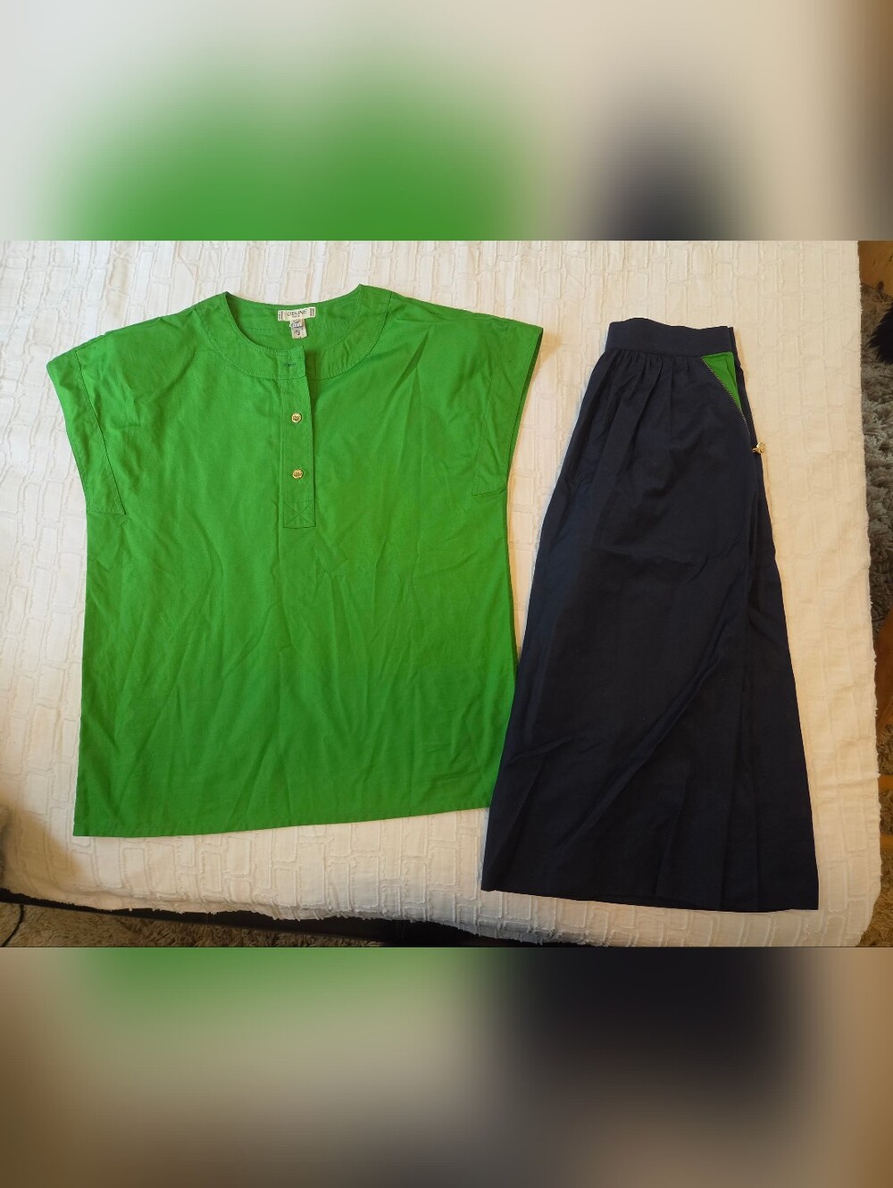 Celine Woman Set Shirt And Mid Skirt Authentic Vintage